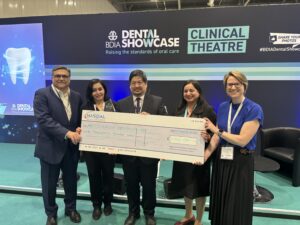 2024 winners, Moti Smile Design Centre receiving their award from CDO, Jason Wong, President of the BSPD, Dr Shannu Bhatia and Chair of NASDAL, Heidi Marshall 
